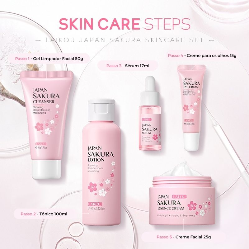 Kit Skincare Facial Japan Sakura 5pçs
